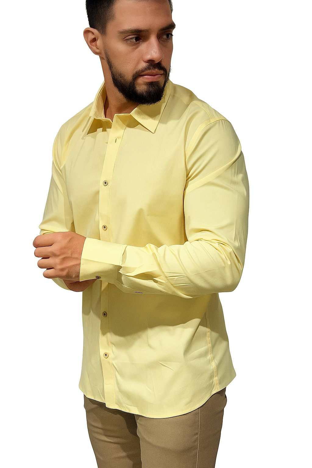 CAMISA MANGA LARGA AMARILLA CAÑAMO.