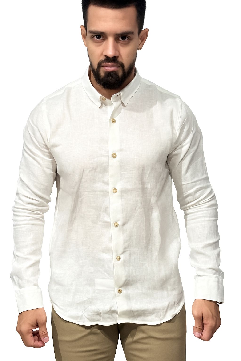 Camisa manga larga blanca en lino