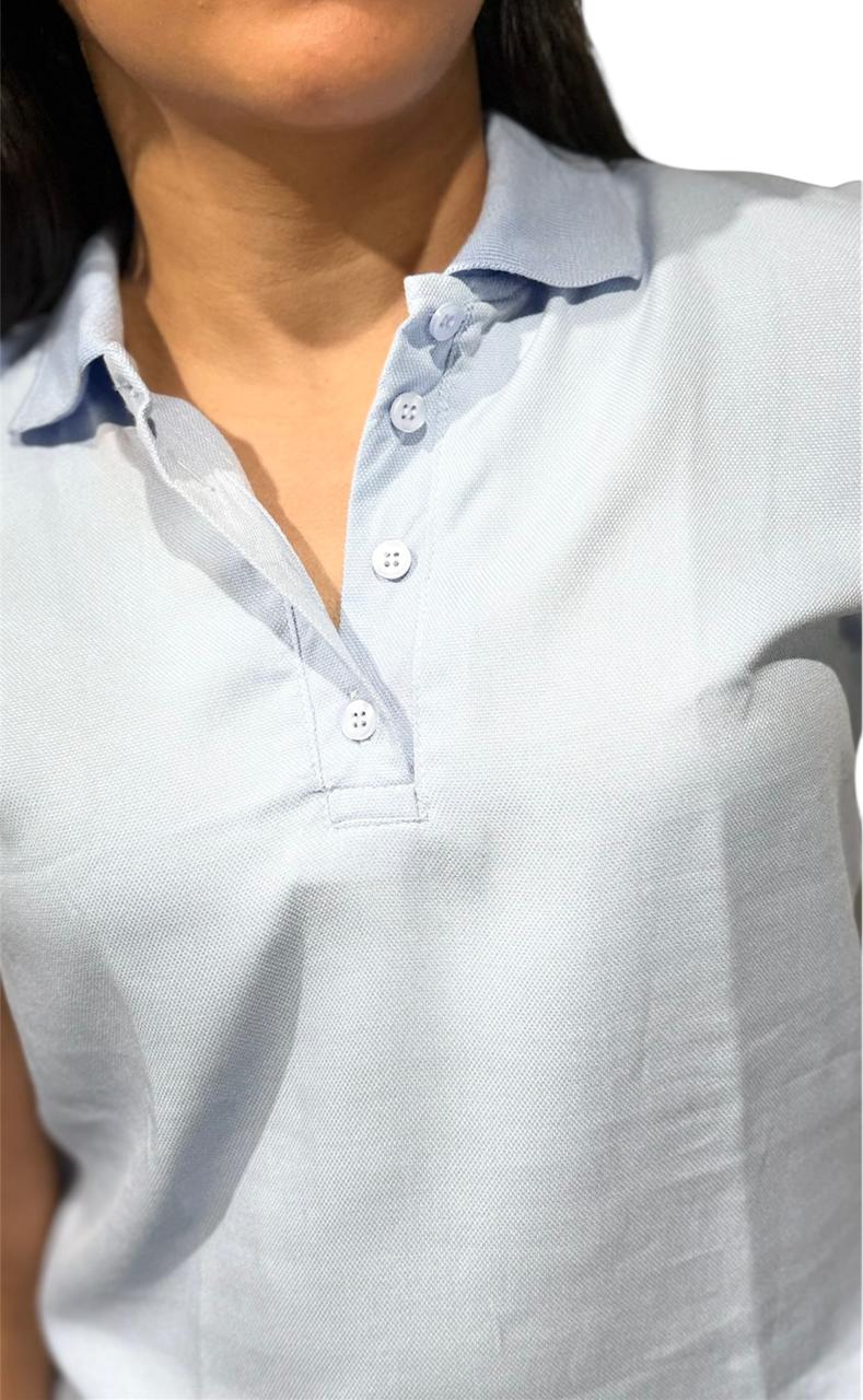 Tipo polo cáñamo azul de dama