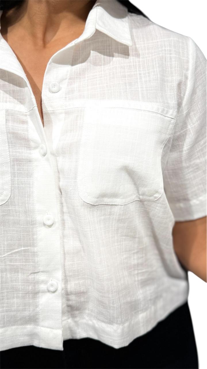 Blusa mujer cáñamo blanca