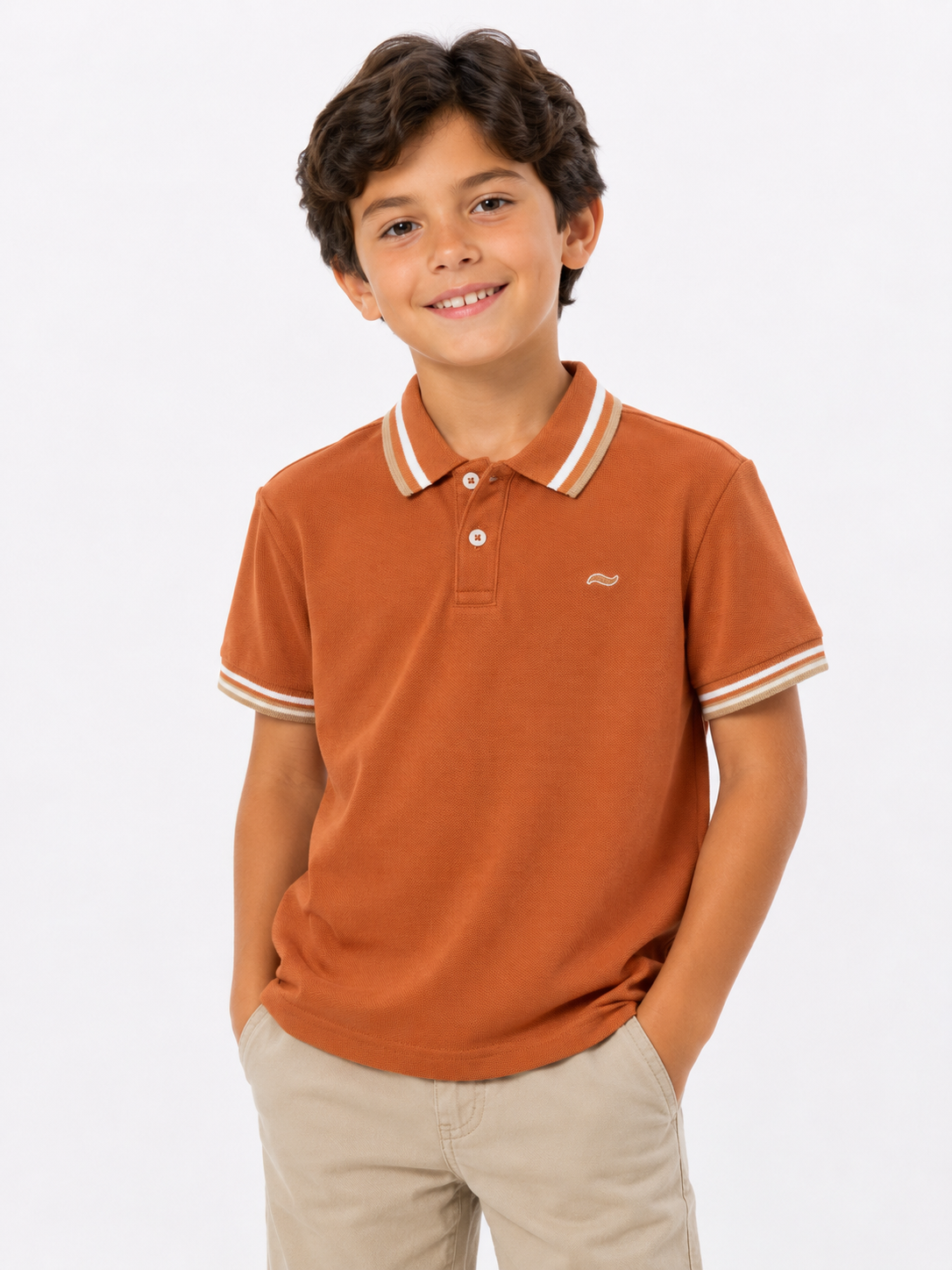 SUETER TIPO POLO TERRACOTA NIÑO