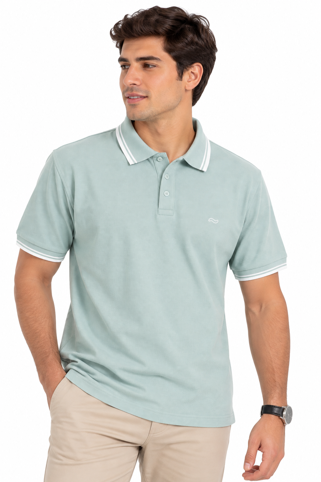 CAMISETA TIPO POLO VERDE MENTA