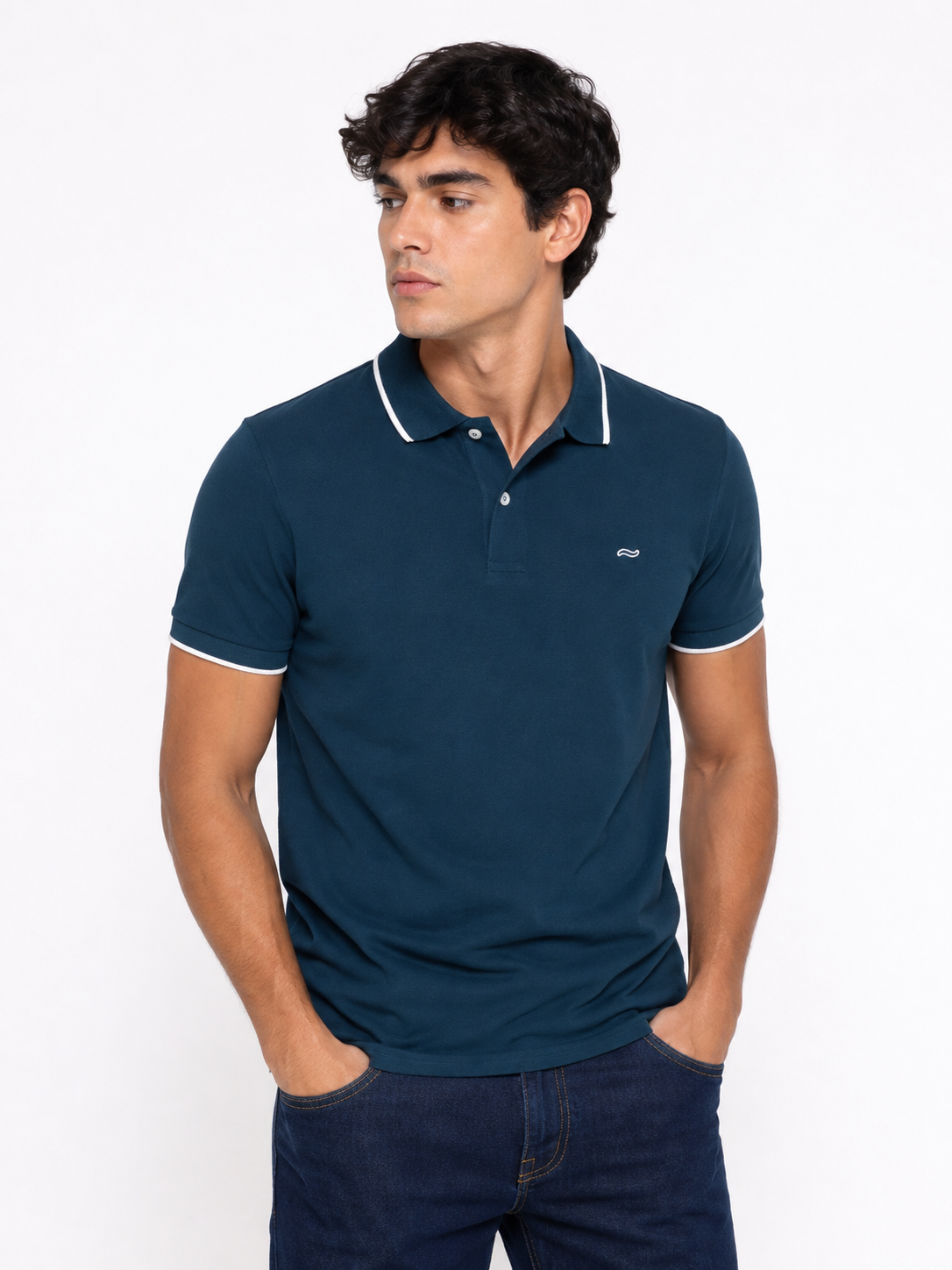 SUETER TIPO POLO AZUL PETROLEO