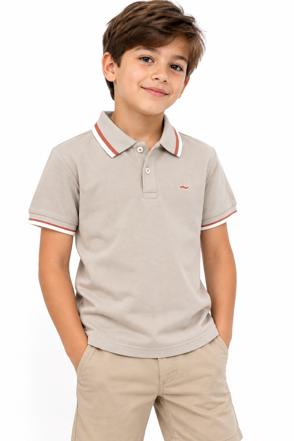 CAMISETA TIPO POLO GRIS CLARO