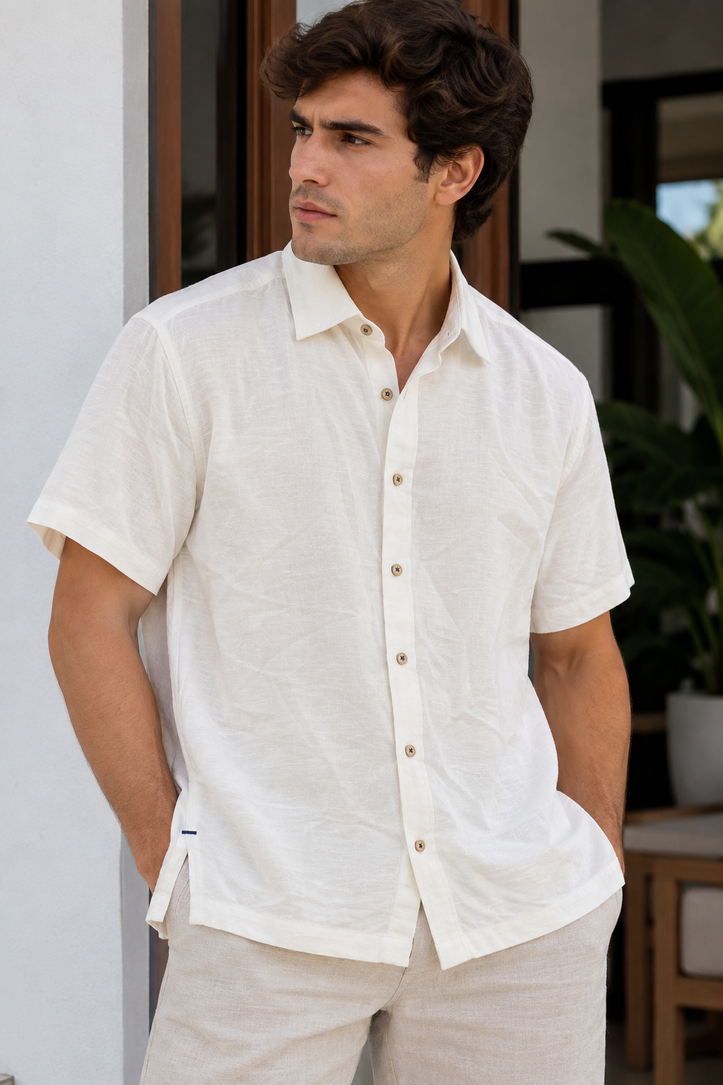 CAMISA LINO MANGA CORTA