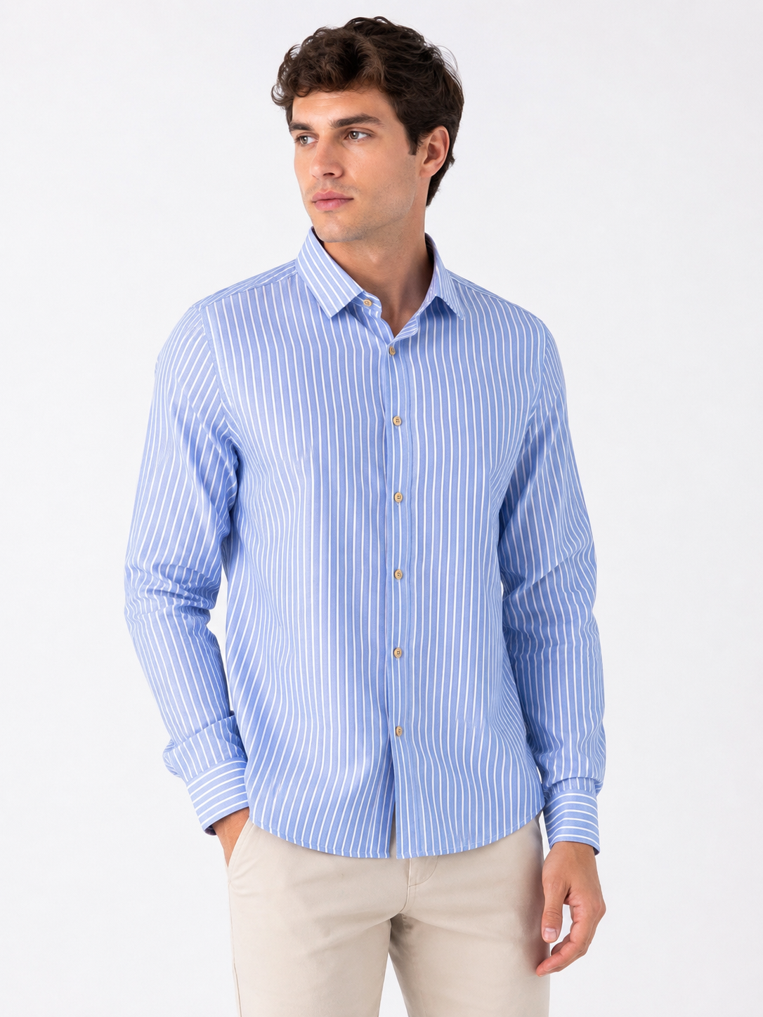 CAMISA AZUL RAYAS HOMBRE