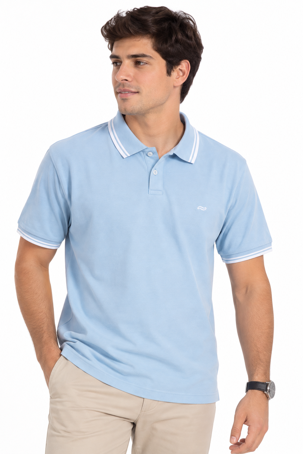 CAMISETA TIPO POLO AZUL CLARO