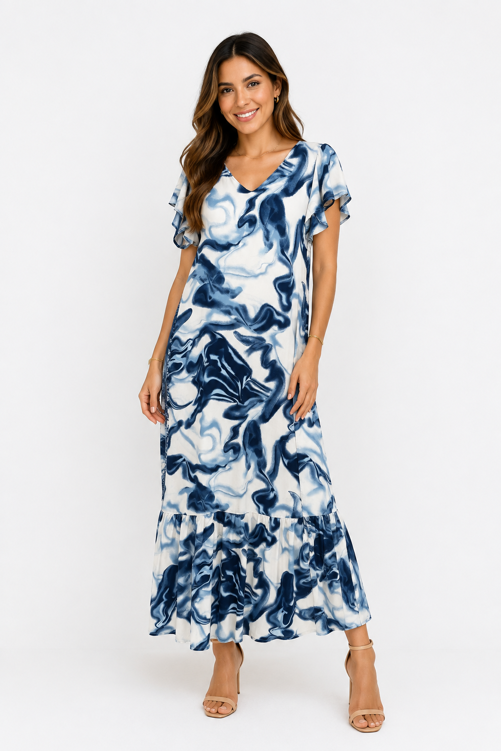 VESTIDO MAXI ESTAMPADO AZUL