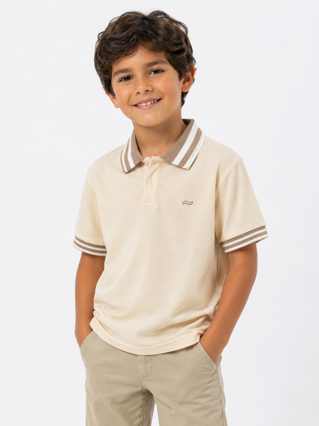 SUETER TIPO POLO BEIGE NIÑO