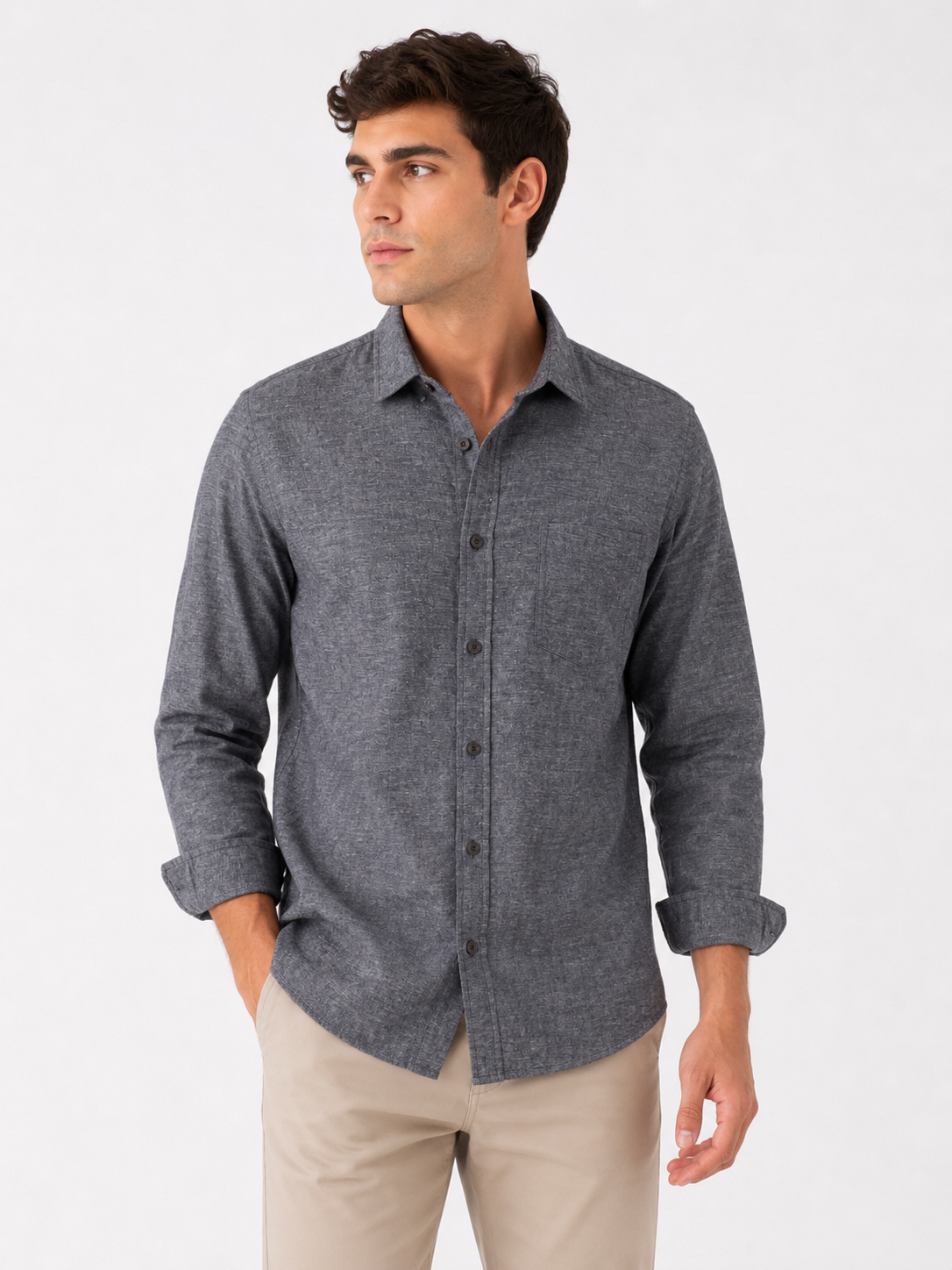 CAMISA GRIS HOMBRE