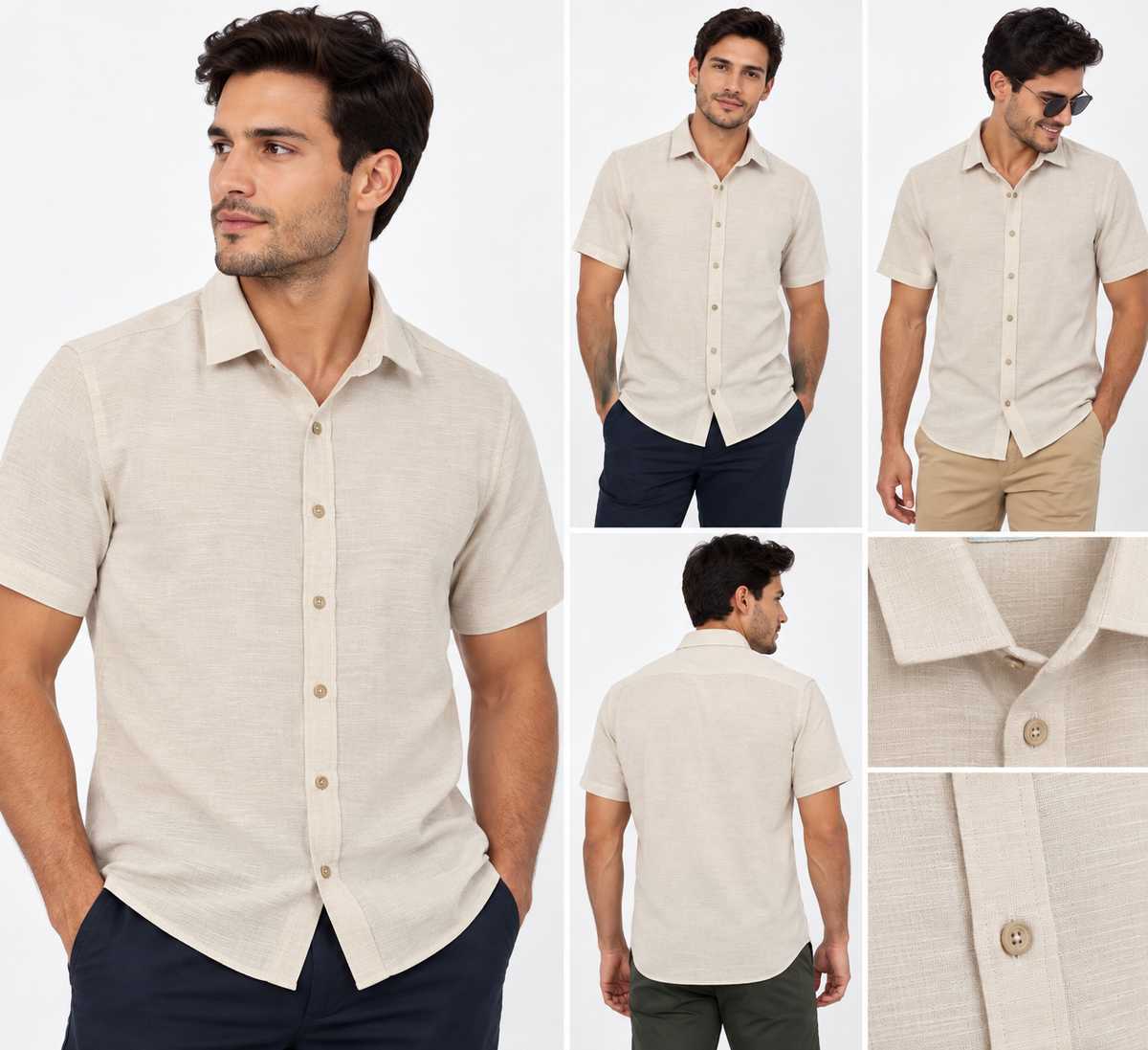 CAMISA MANGA CORTA BEIGE