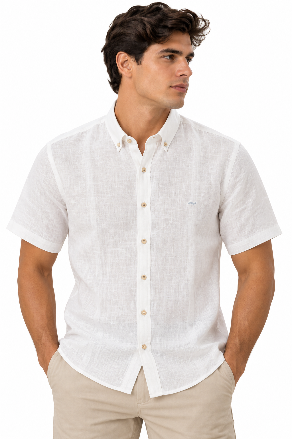 CAMISA M/C LINO BLANCO
