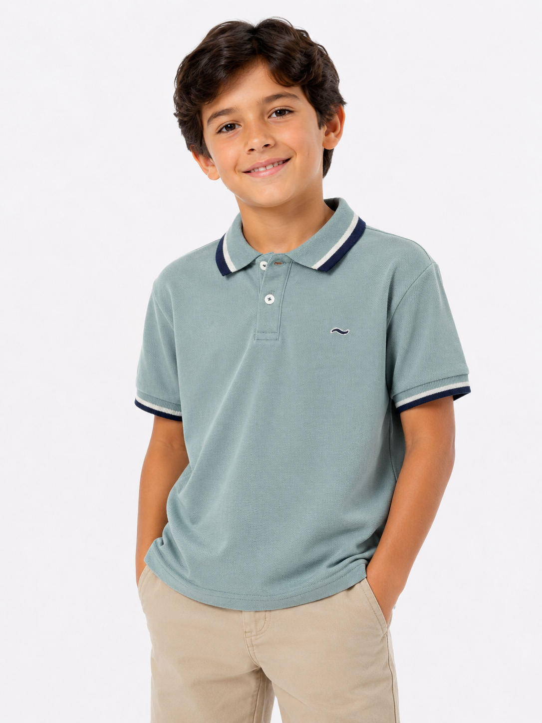 SUETER TIPO POLO VERDE MENTA NIÑO