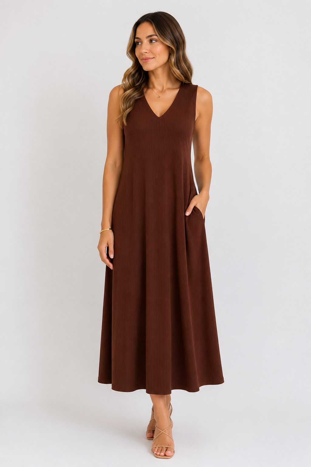 VESTIDO MAXI CAFÉ
