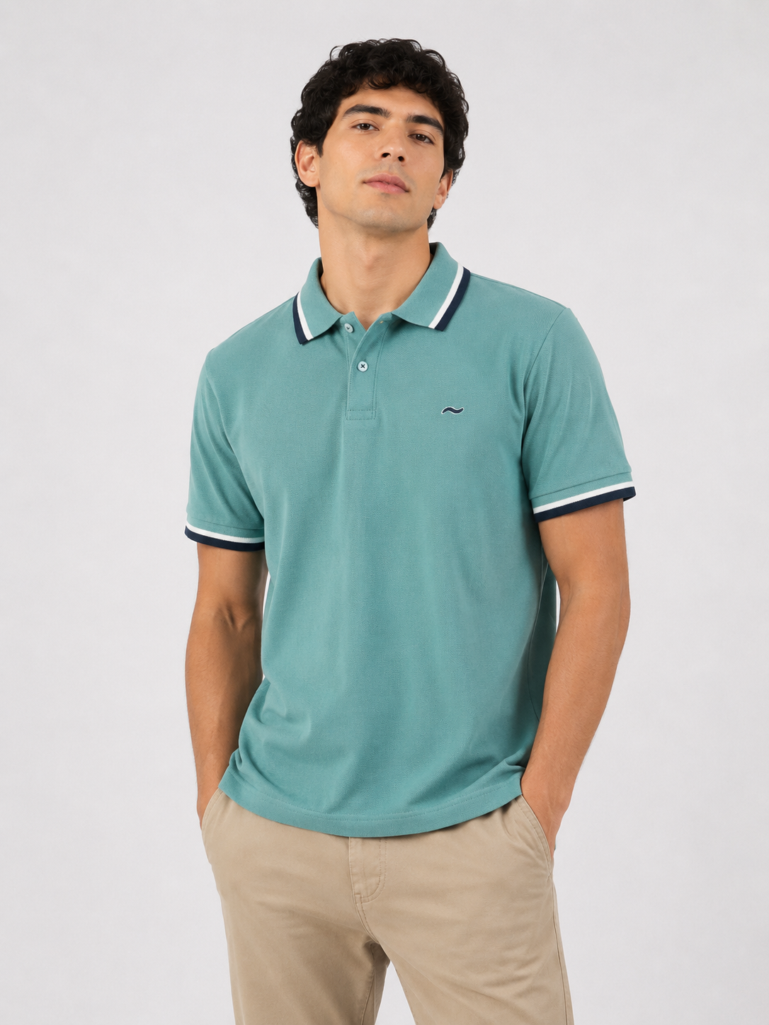 CAMISA TIPO POLO VERDE TURQUESA