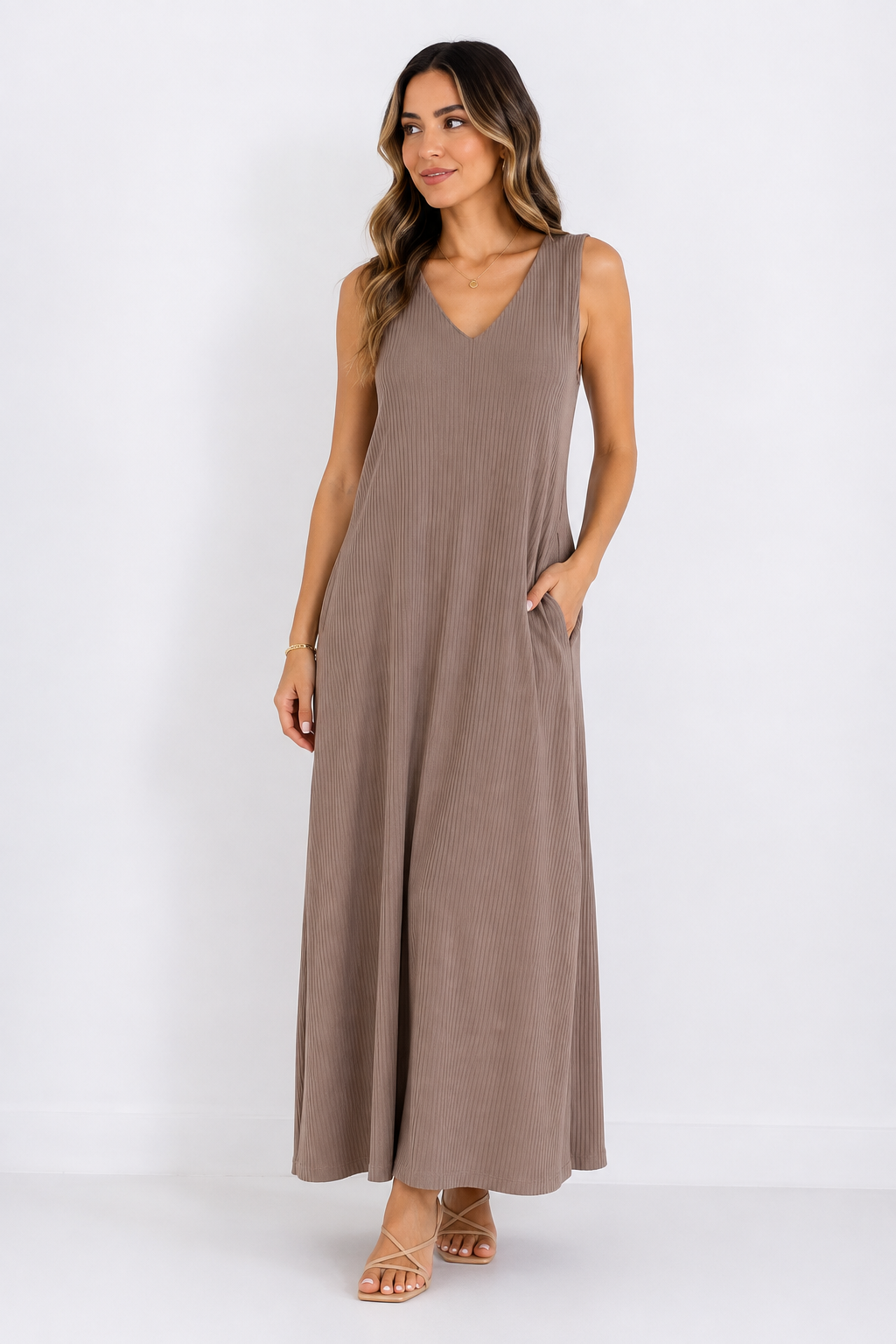 VESTIDO MAXI BASICO TAUPE