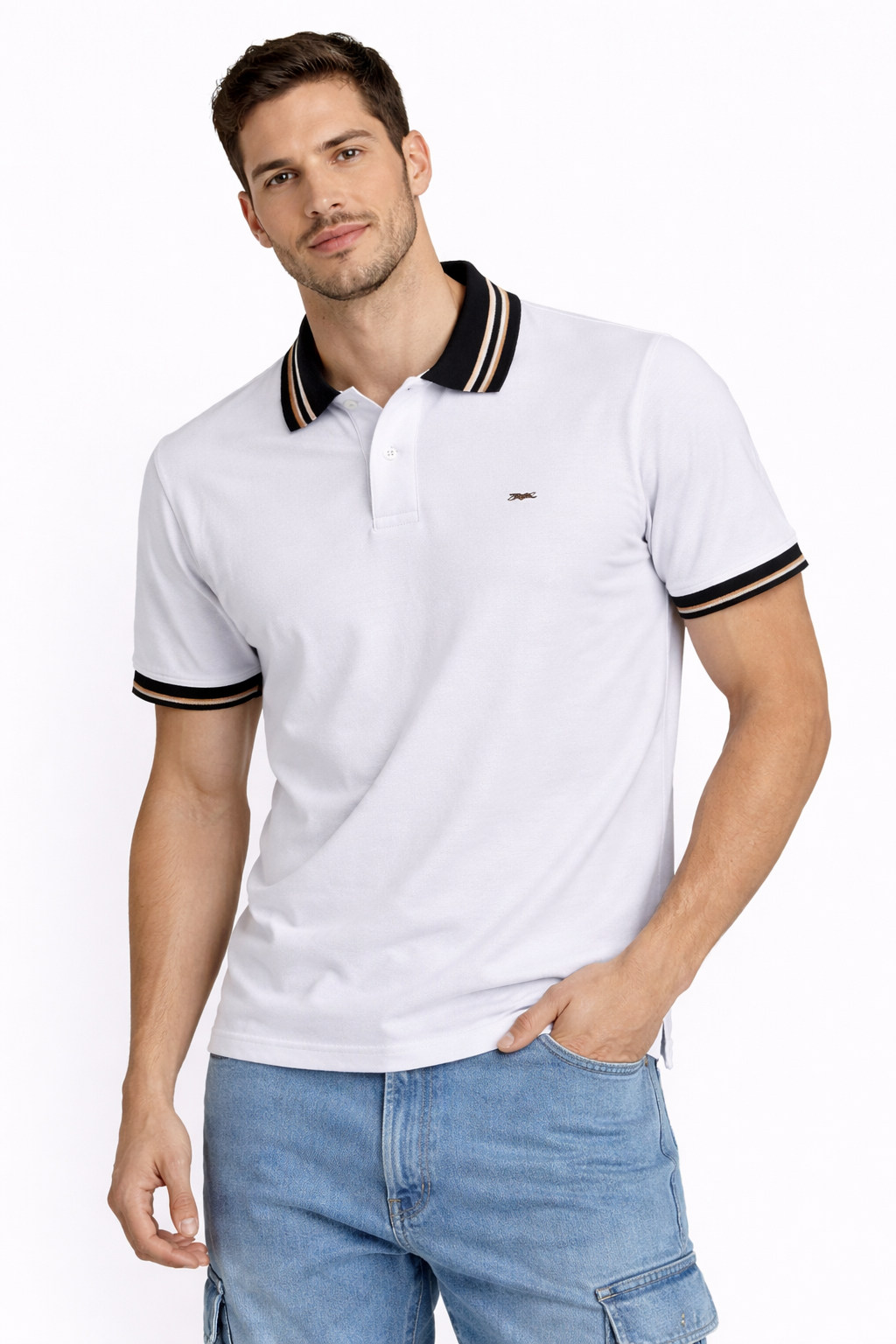 CAMISETA TIPO POLO RAYAS CAFE