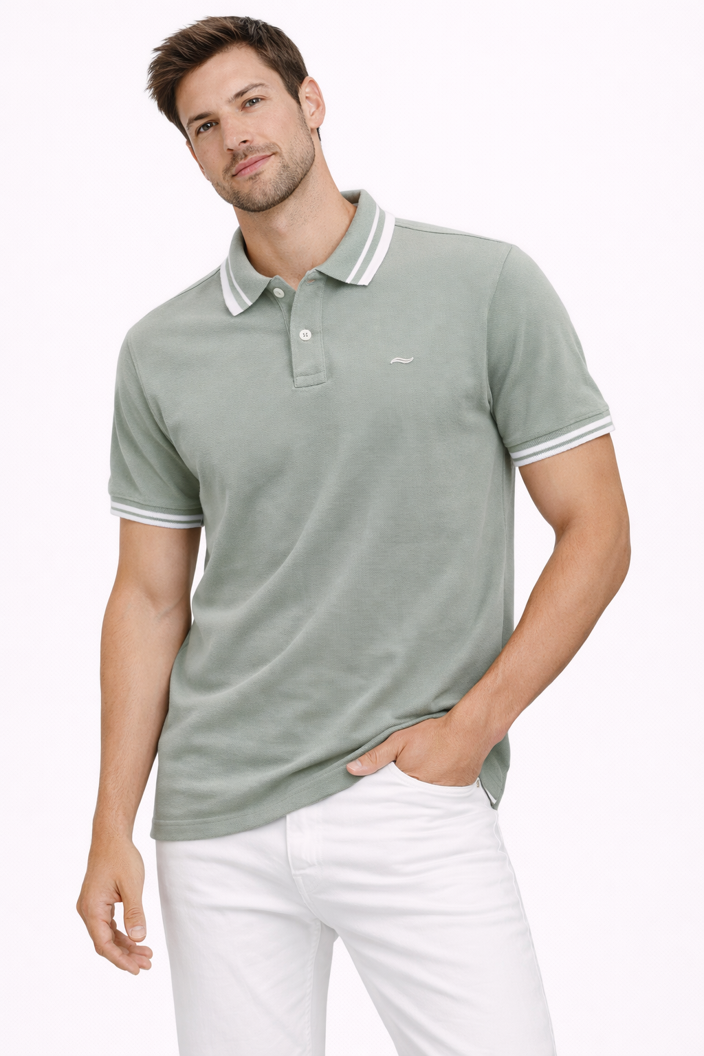CAMISETA TIPO POLO VERDE MENTA