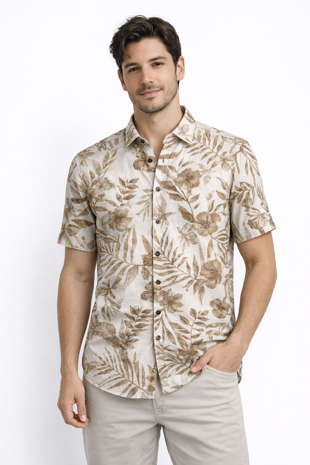 CAMISA M/C ESTAMPADA CAFE