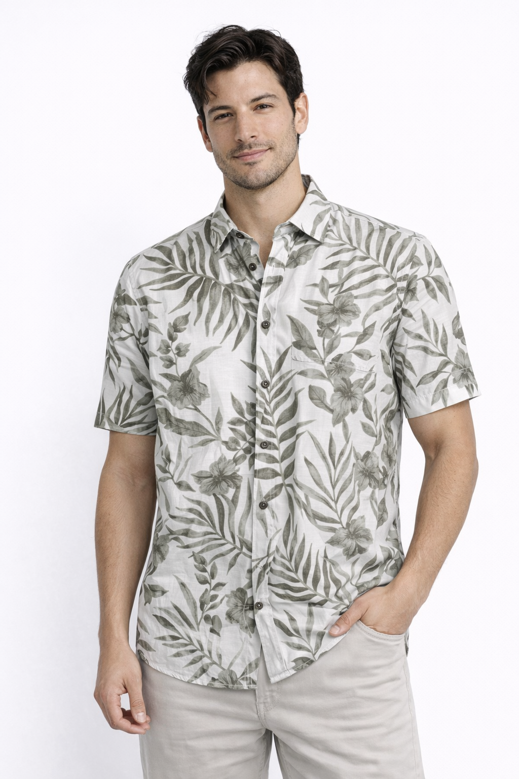 CAMISA M/C ESTAMPADA VERDE