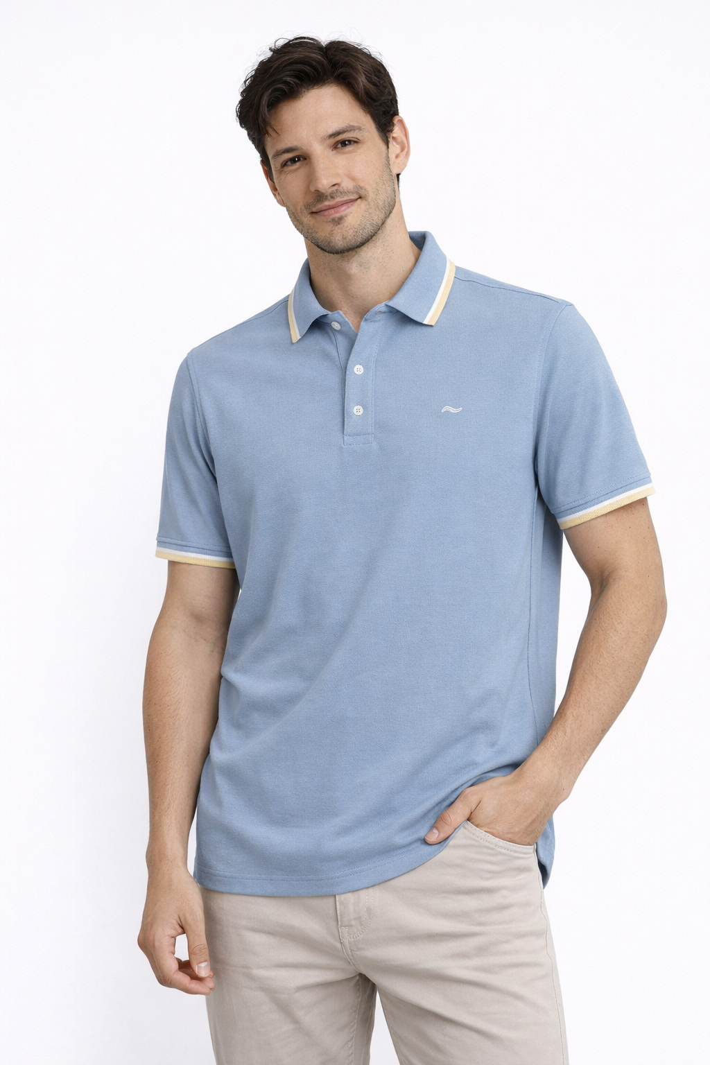 CAMISETA TIPO POLO AZUL CLARO