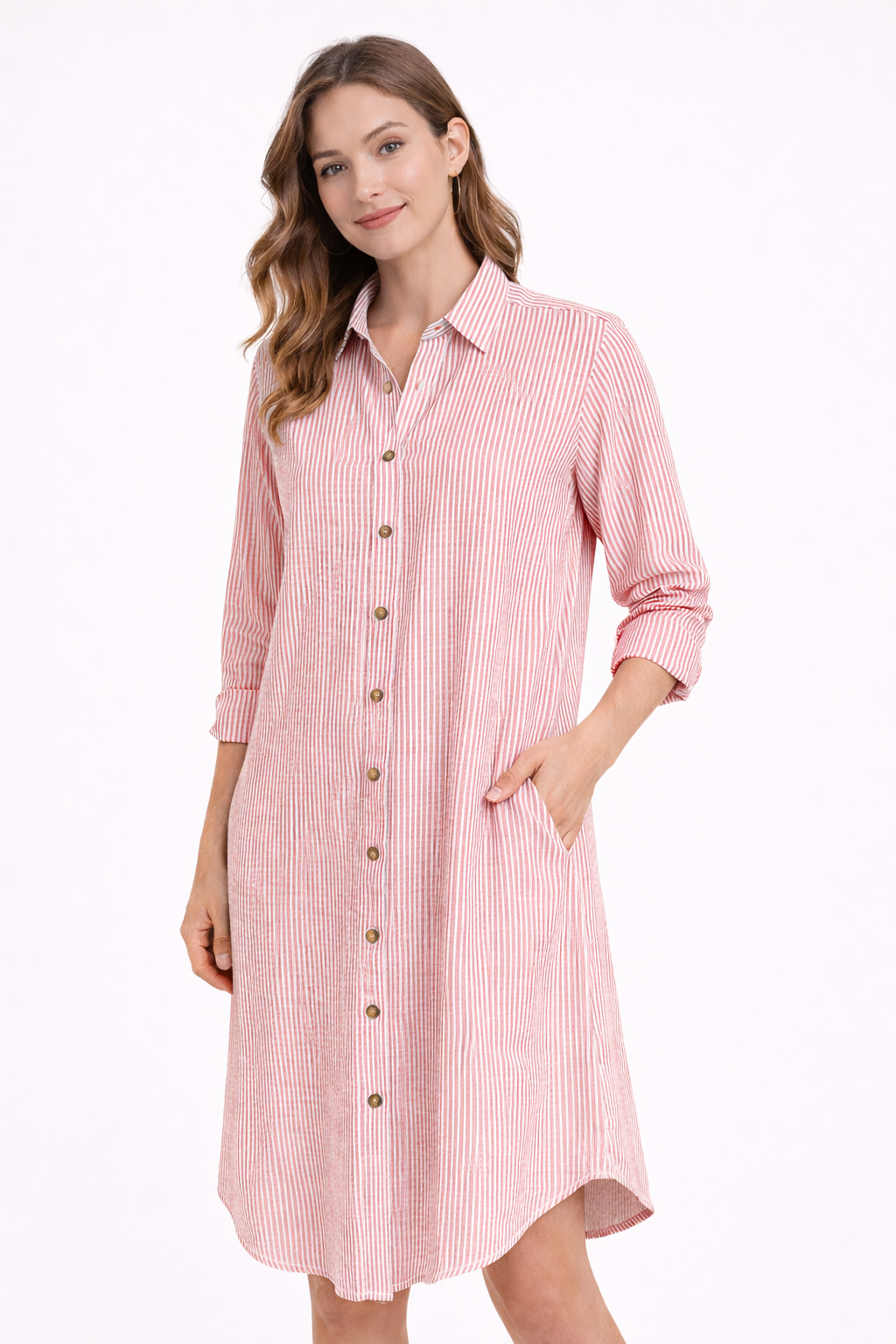 VESTIDO DE RAYA ROJAS