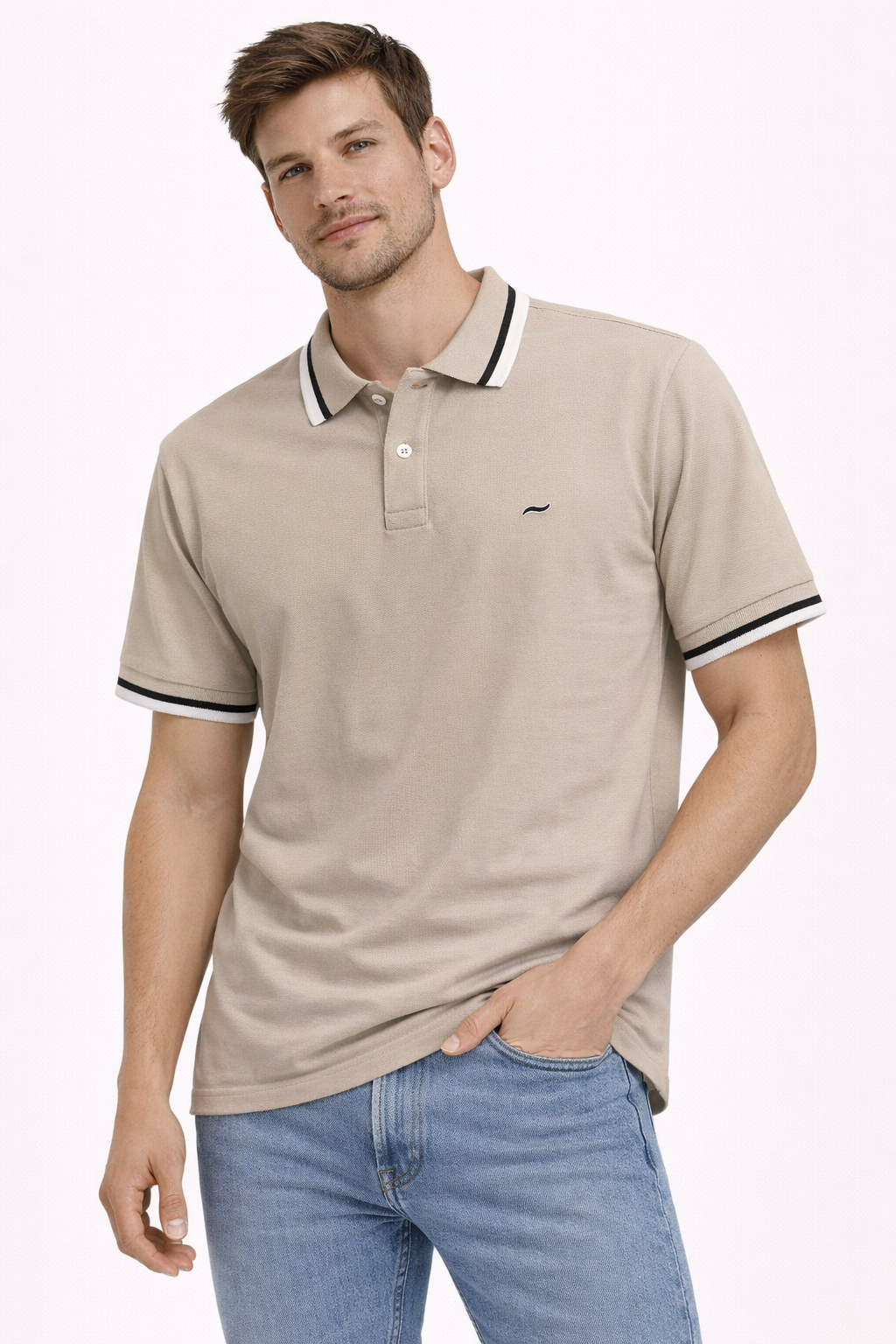 CAMISETA TIPO POLO GRIS CLARO