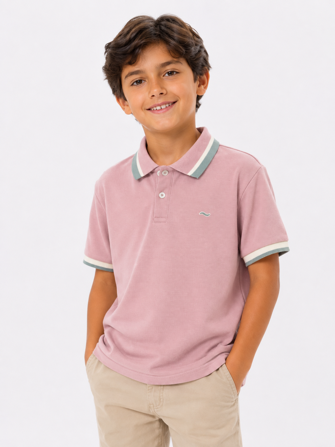 SUETER TIPO POLO ROSADA NIÑO