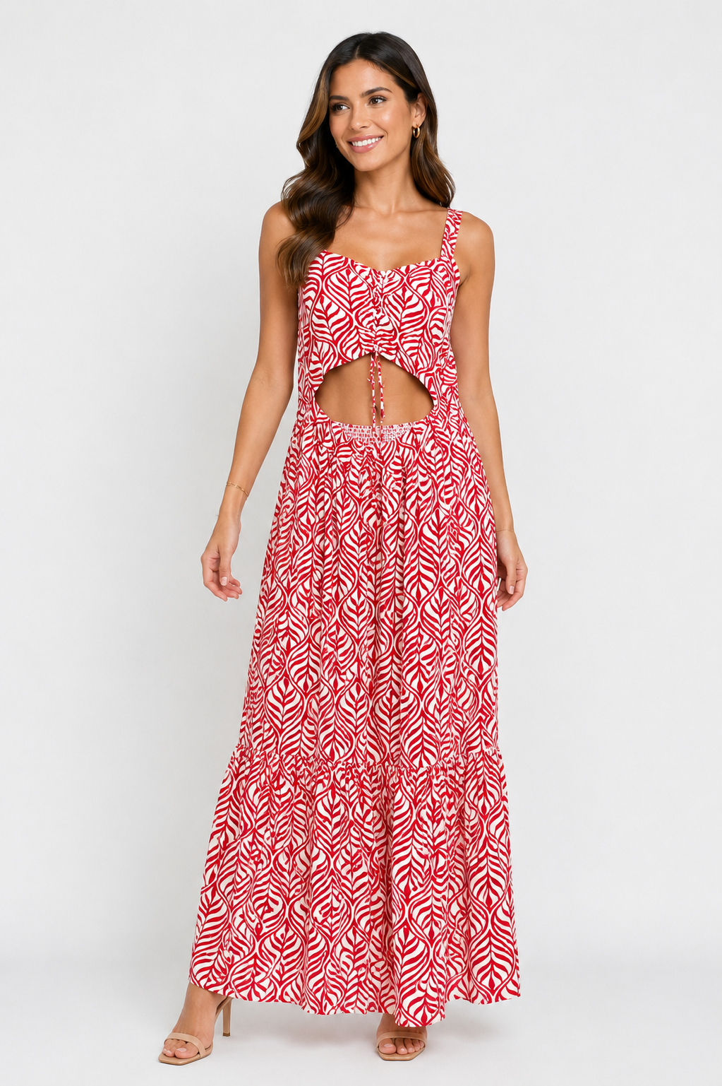 VESTIDO MAXI TROPICAL ROJO