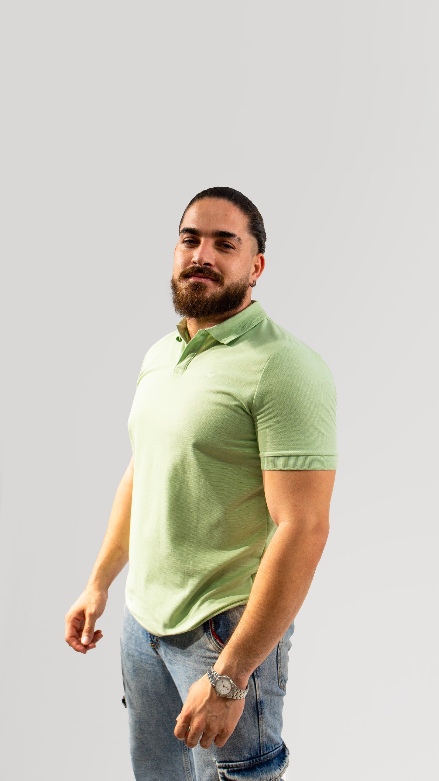 CAMISETA TIPO POLO VERDE ALGA
