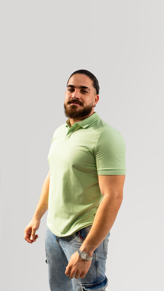 CAMISETA TIPO POLO VERDE ALGA
