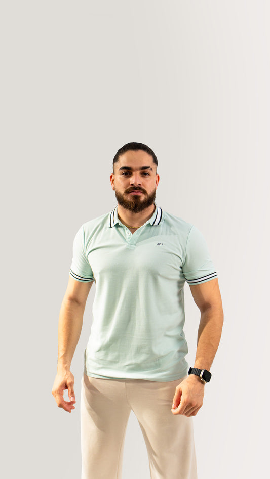 CAMISETA TIPO POLO AZUL CELESTE
