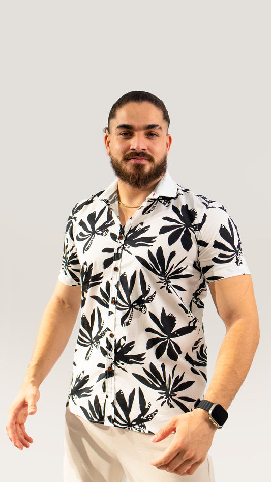 CAMISA MANGA CORTA ESTAMPADA CAÑAMO