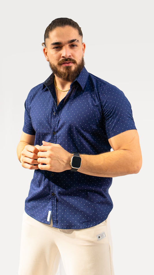 CAMISA MANGA CORTA AZUL CAÑAMO