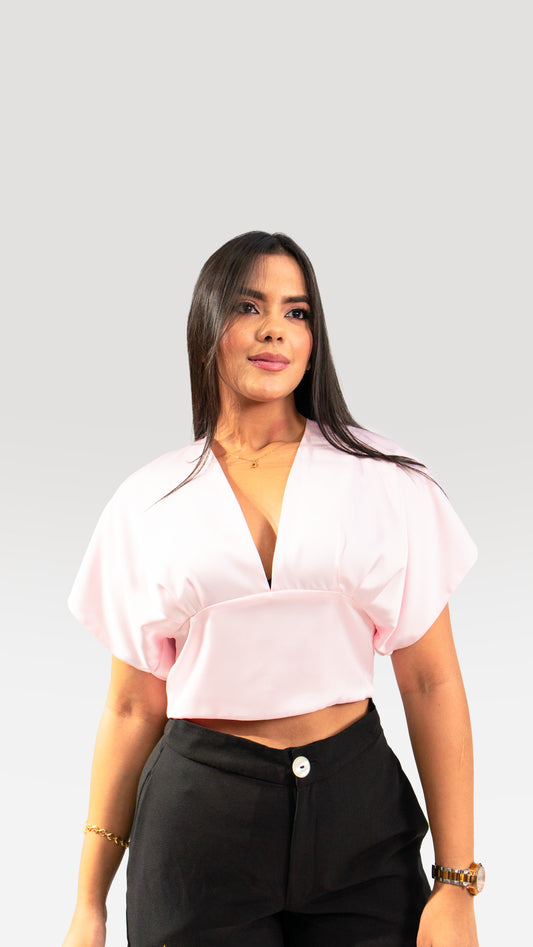 BLUSA DE MUJER CAÑAMO ROSADA