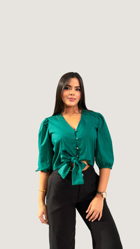 BLUSA DE MUJER CAÑAMO VERDE