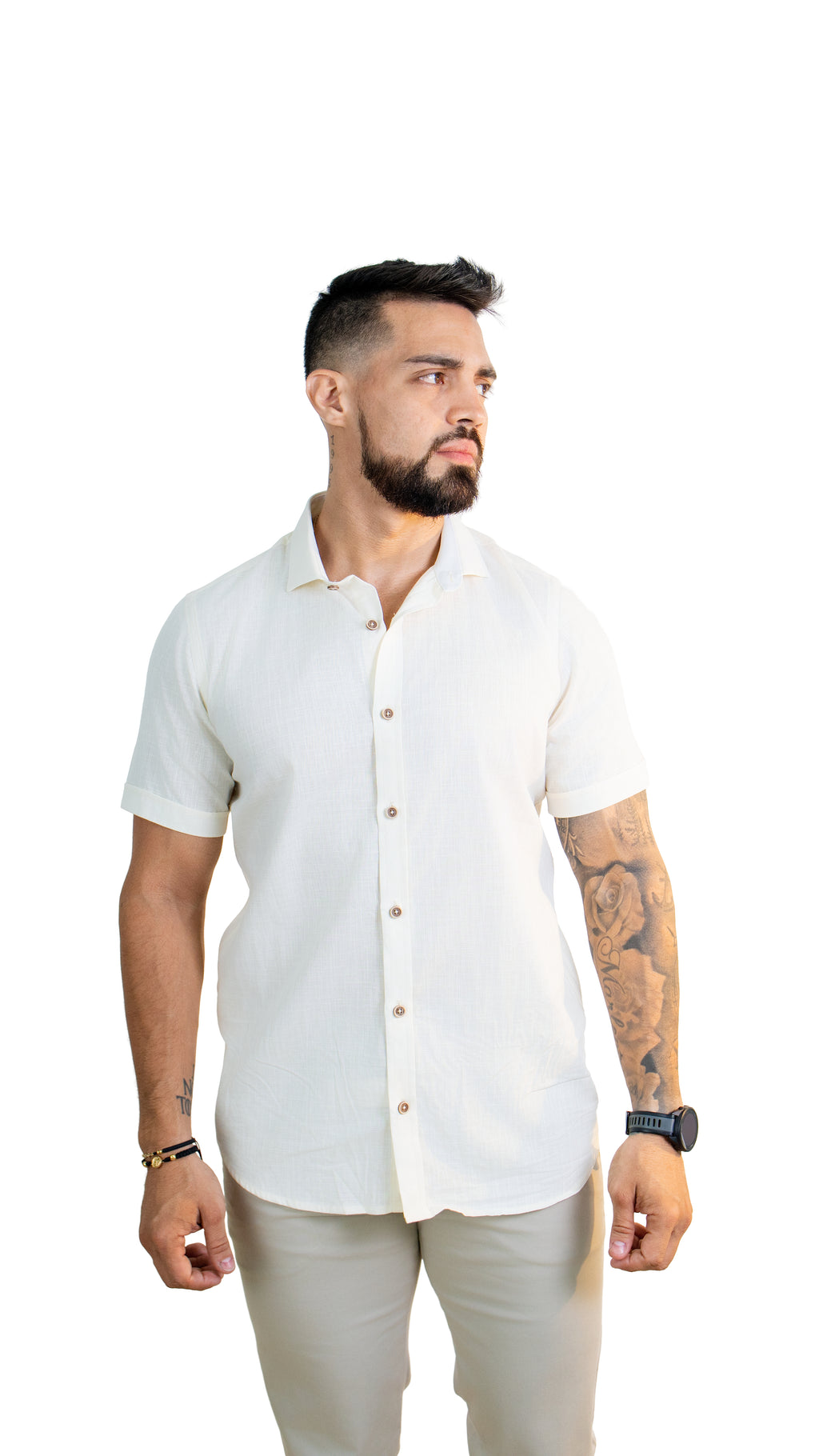 Camisa de Hombre en Lino – Marfil