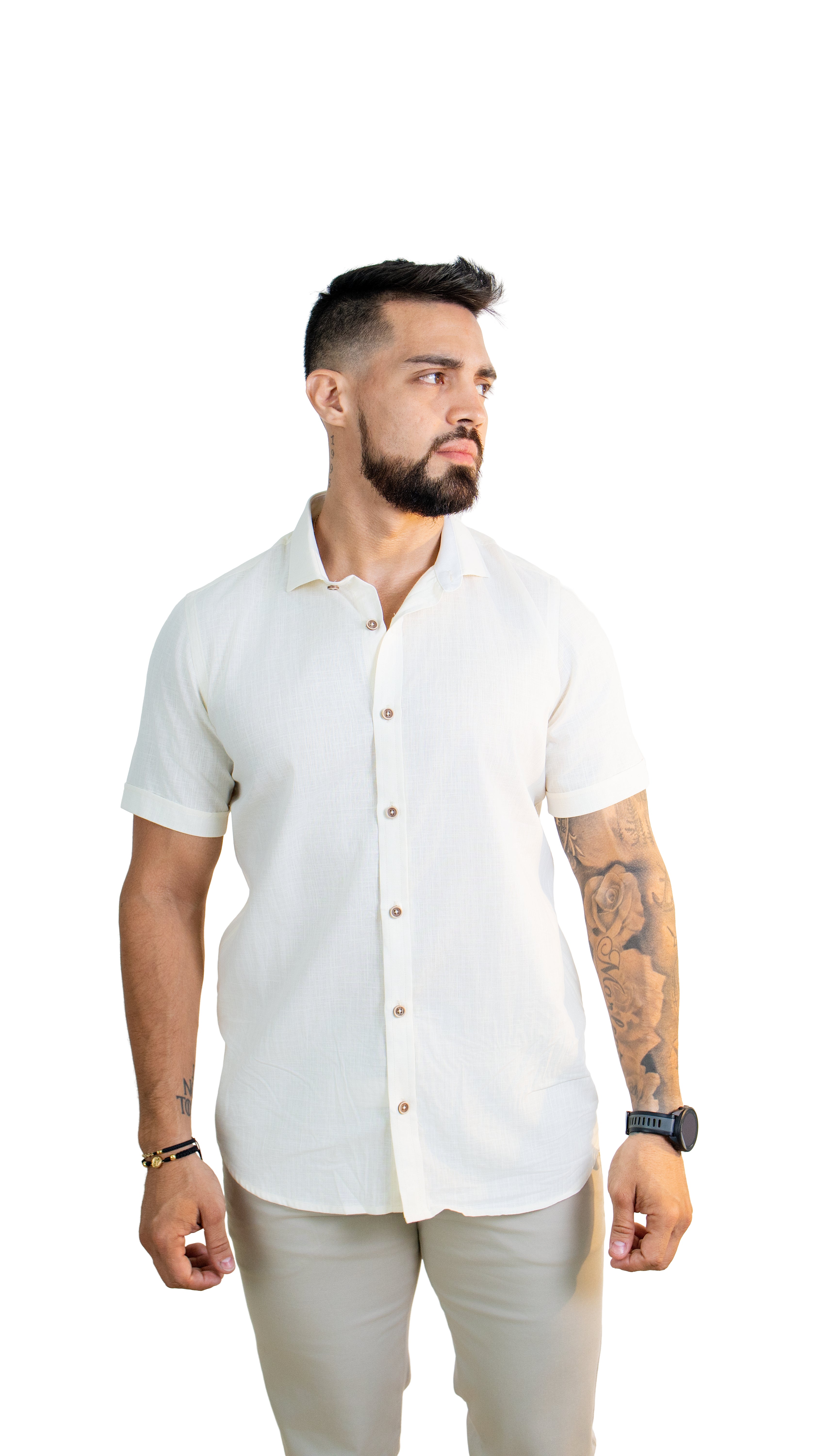 Camisa de Hombre en Lino – Marfil