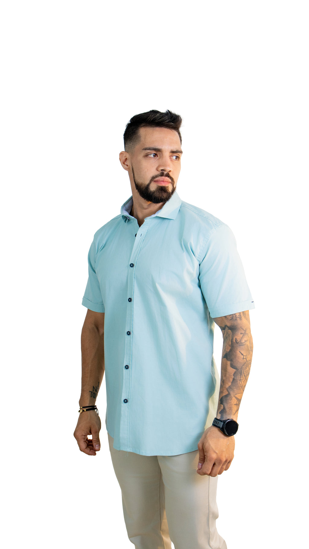 Camisa de Hombre Manga Corta – Verde Menta