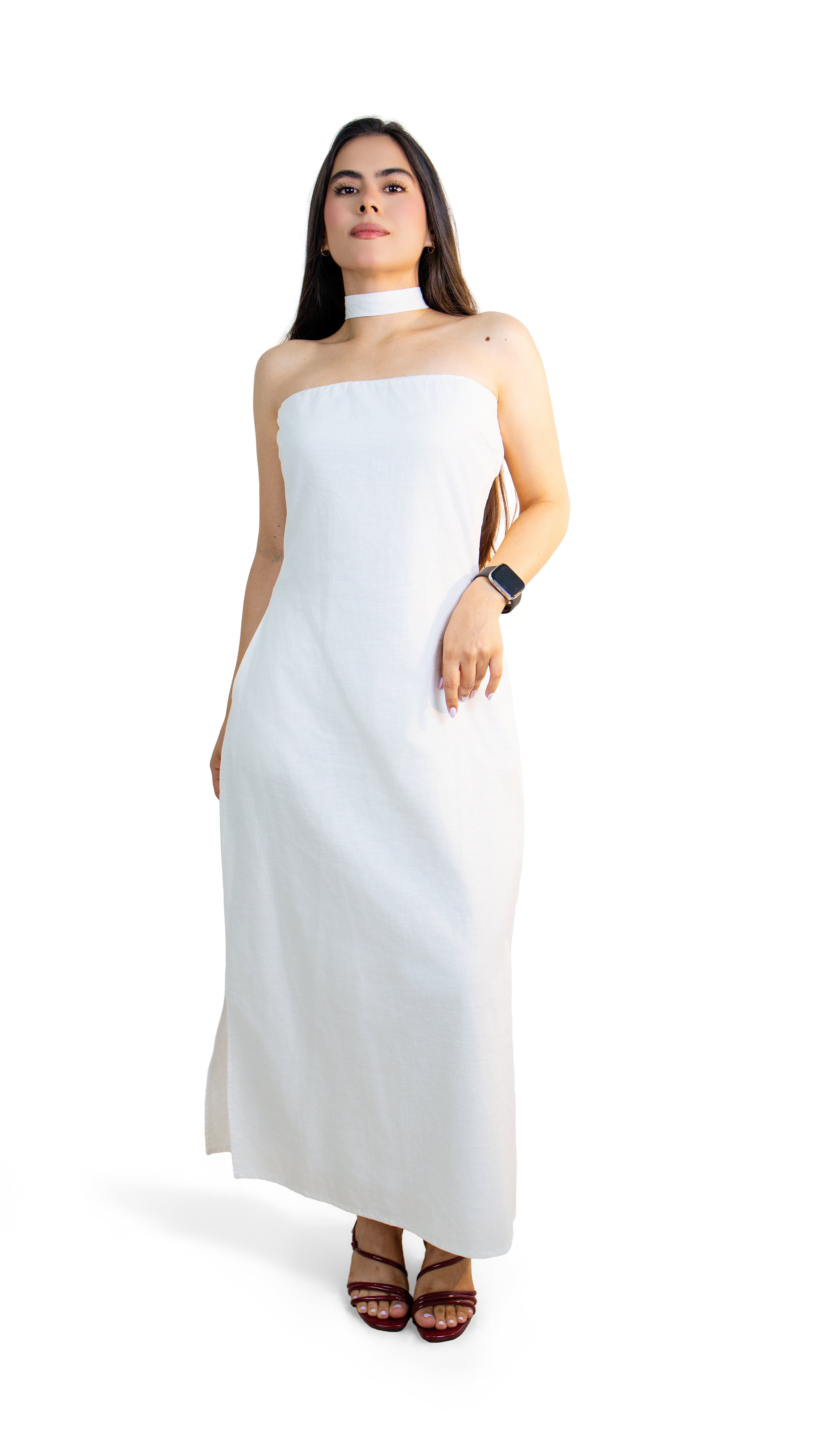 Vestido Largo Halter Blanco