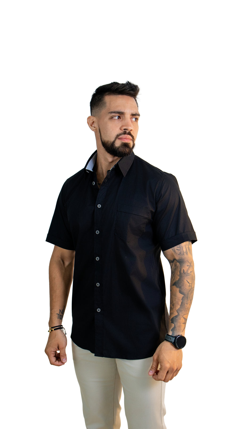 Camisa de Hombre Manga Corta – Negra