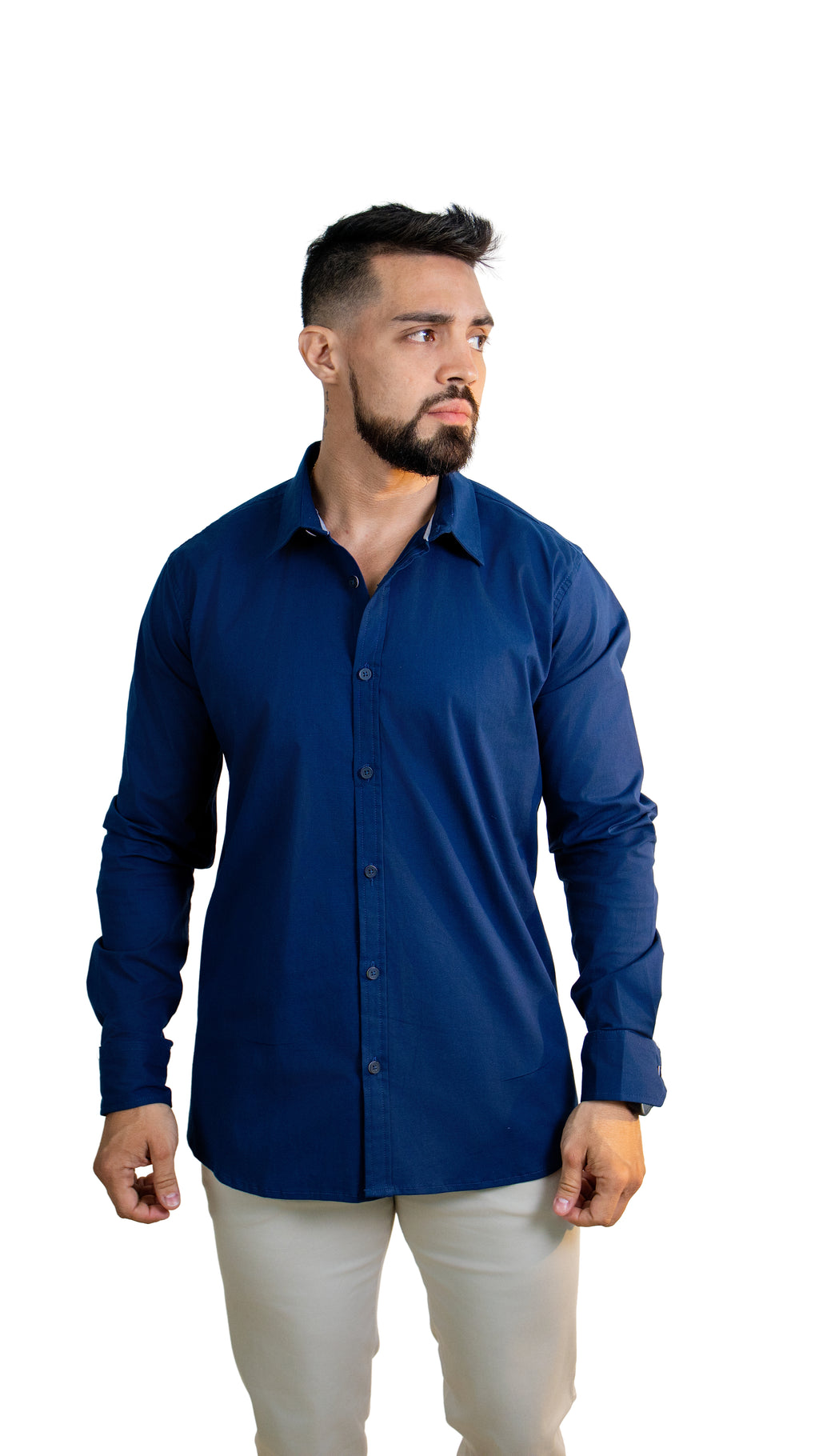 Camisa de Hombre Manga Larga – Azul Navy