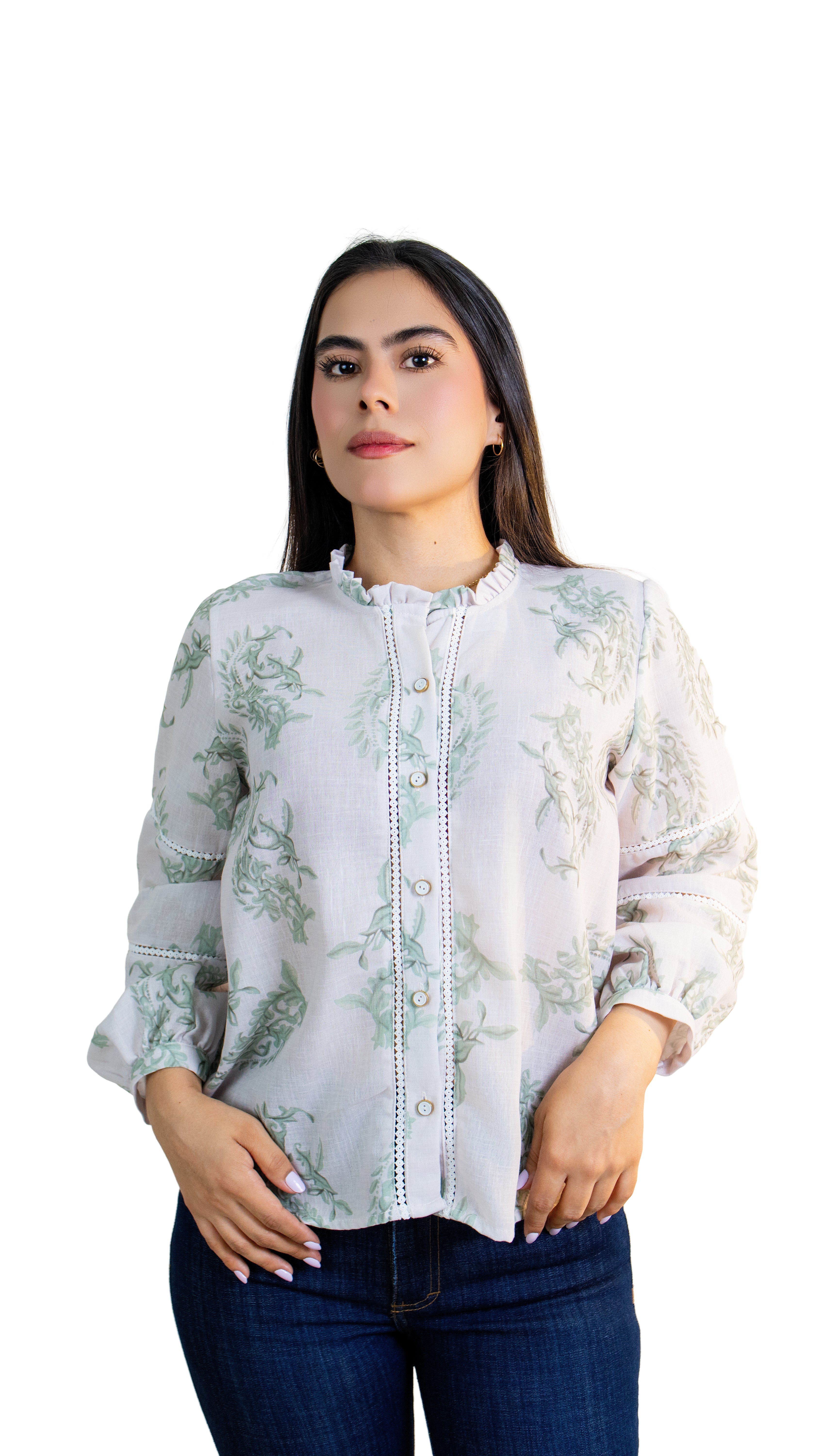 Blusa estampada de manga larga