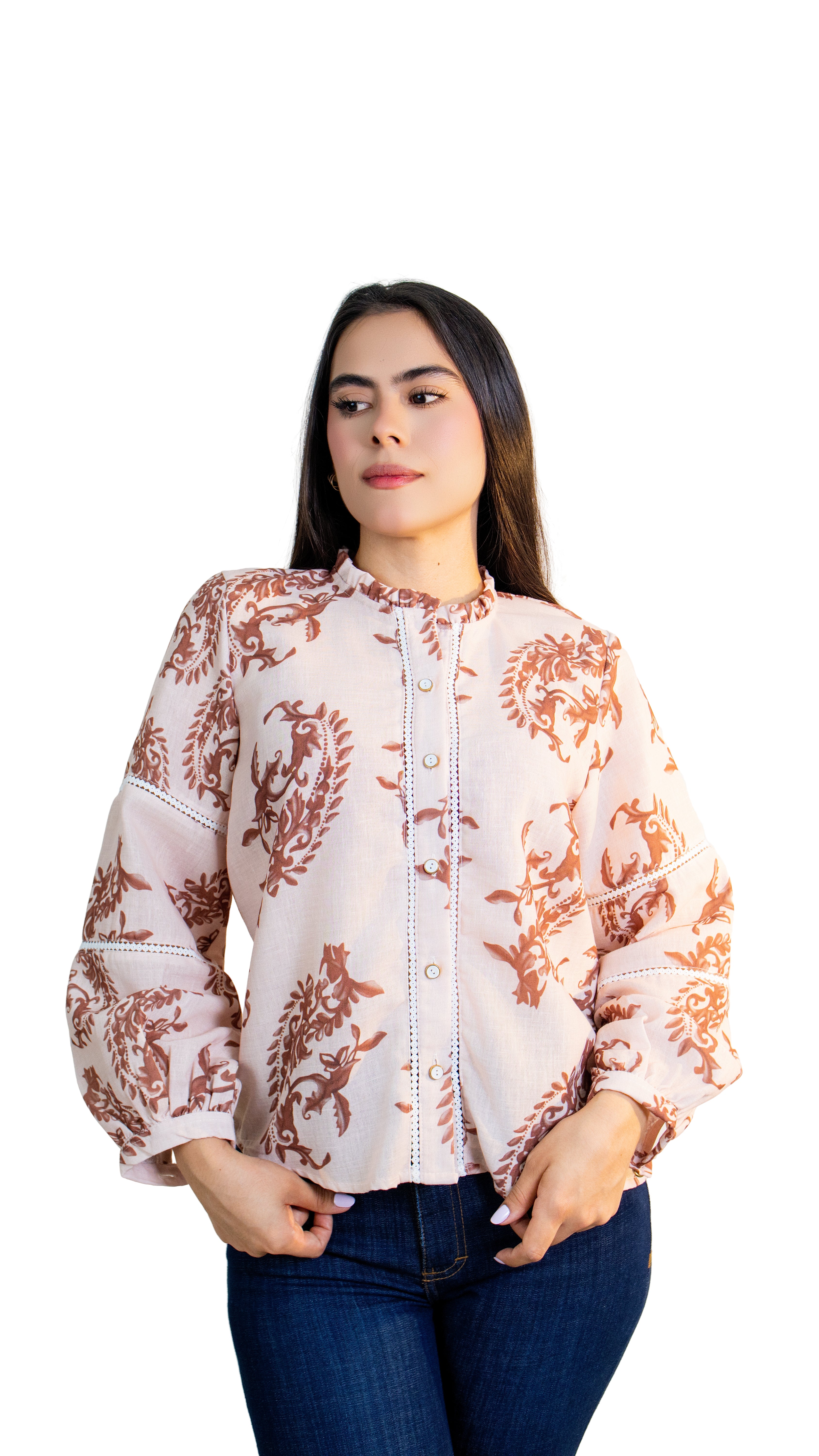 Blusa estampada de manga larga
