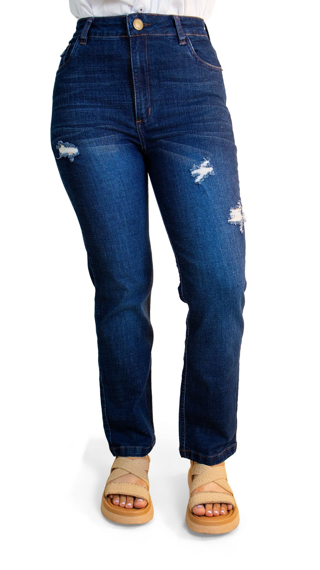 Jean de dama con detalles desgastados
