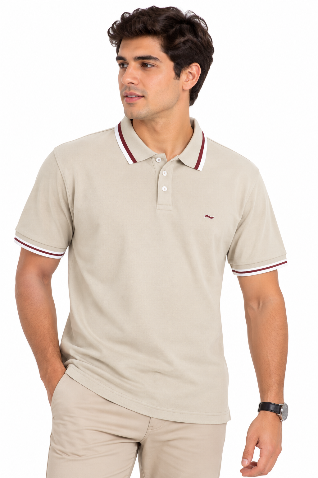 CAMISETA TIPO POLO BEIGE