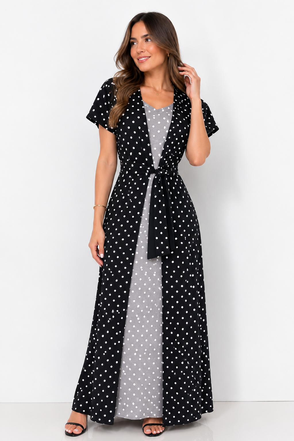 VESTIDO MAXI ESTAMPADO DE LUNARES