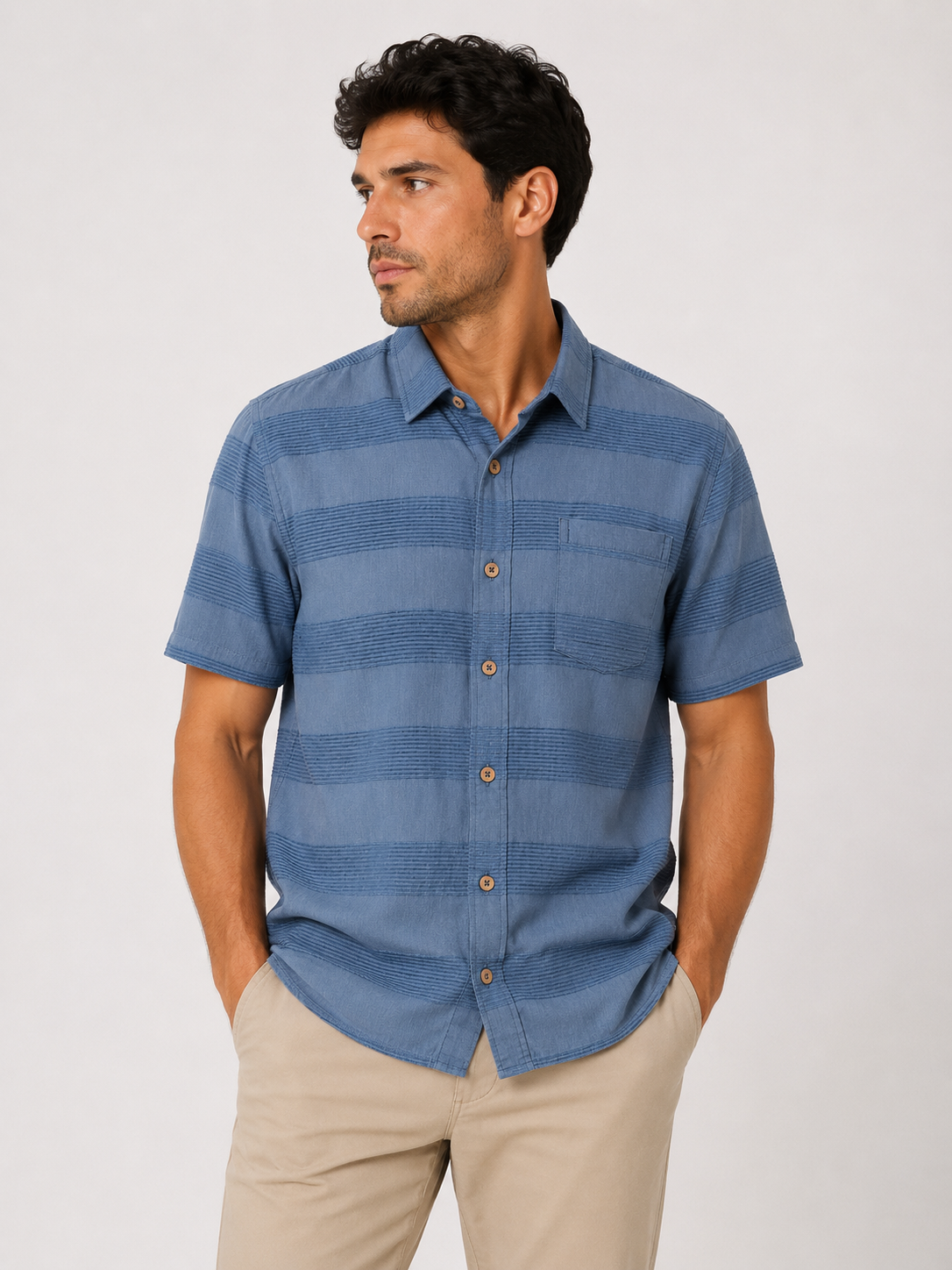 CAMISA MANGA CORTA AZUL