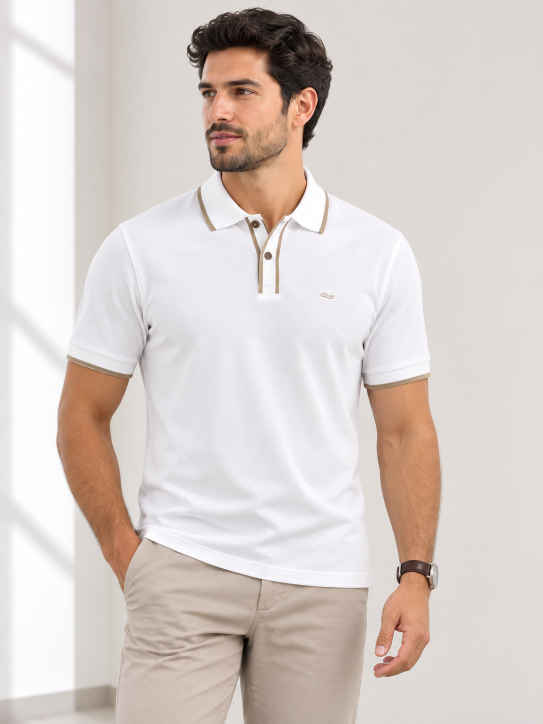 CAMISETA TIPO POLO BLANCA