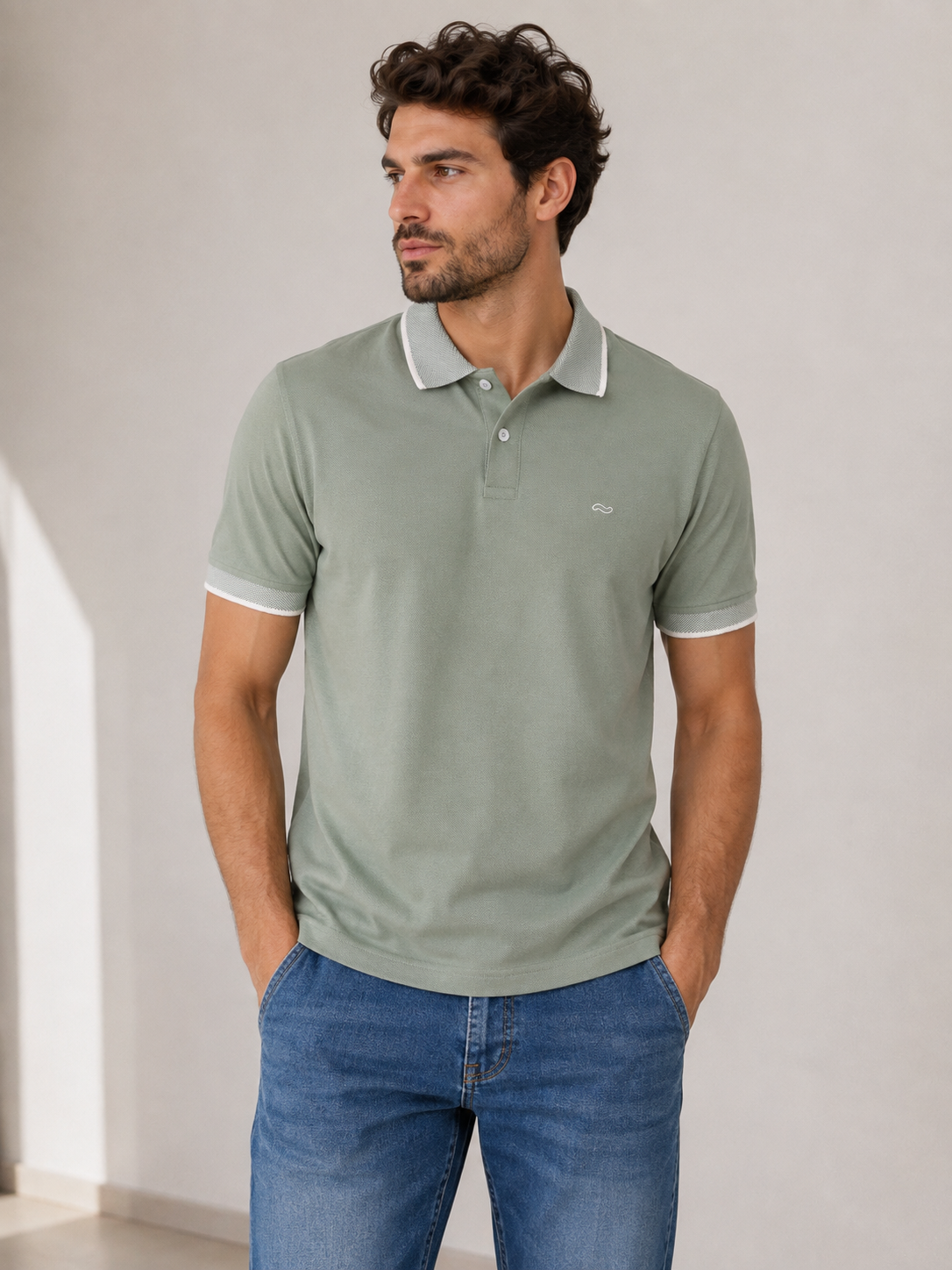 CAMISETA TIPO POLO VERDE